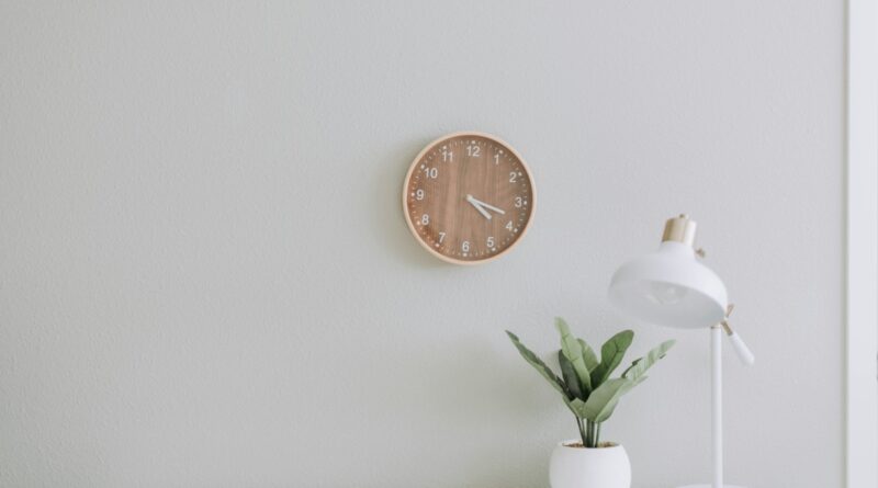 white desk lamp beside green plant